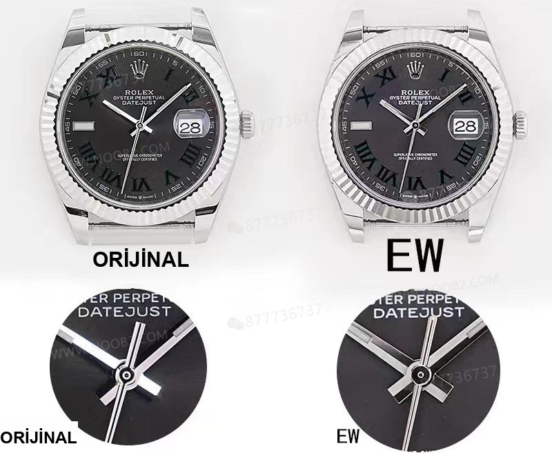 Gerçek-replika karşılaştırması: EW Factory Rolex Datejust 41 serisi Roma rakamlı model ilk bakışta belli olur mu? — 1. fotoğraf