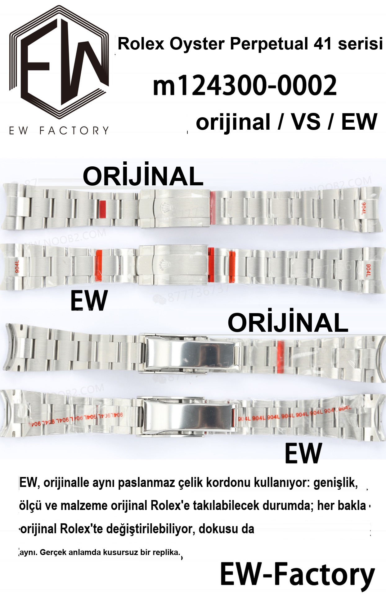 Gerçek-replika karşılaştırması: EW Factory Rolex Oyster Perpetual 41 mm replika saat ilk bakışta sahte — 13. fotoğraf