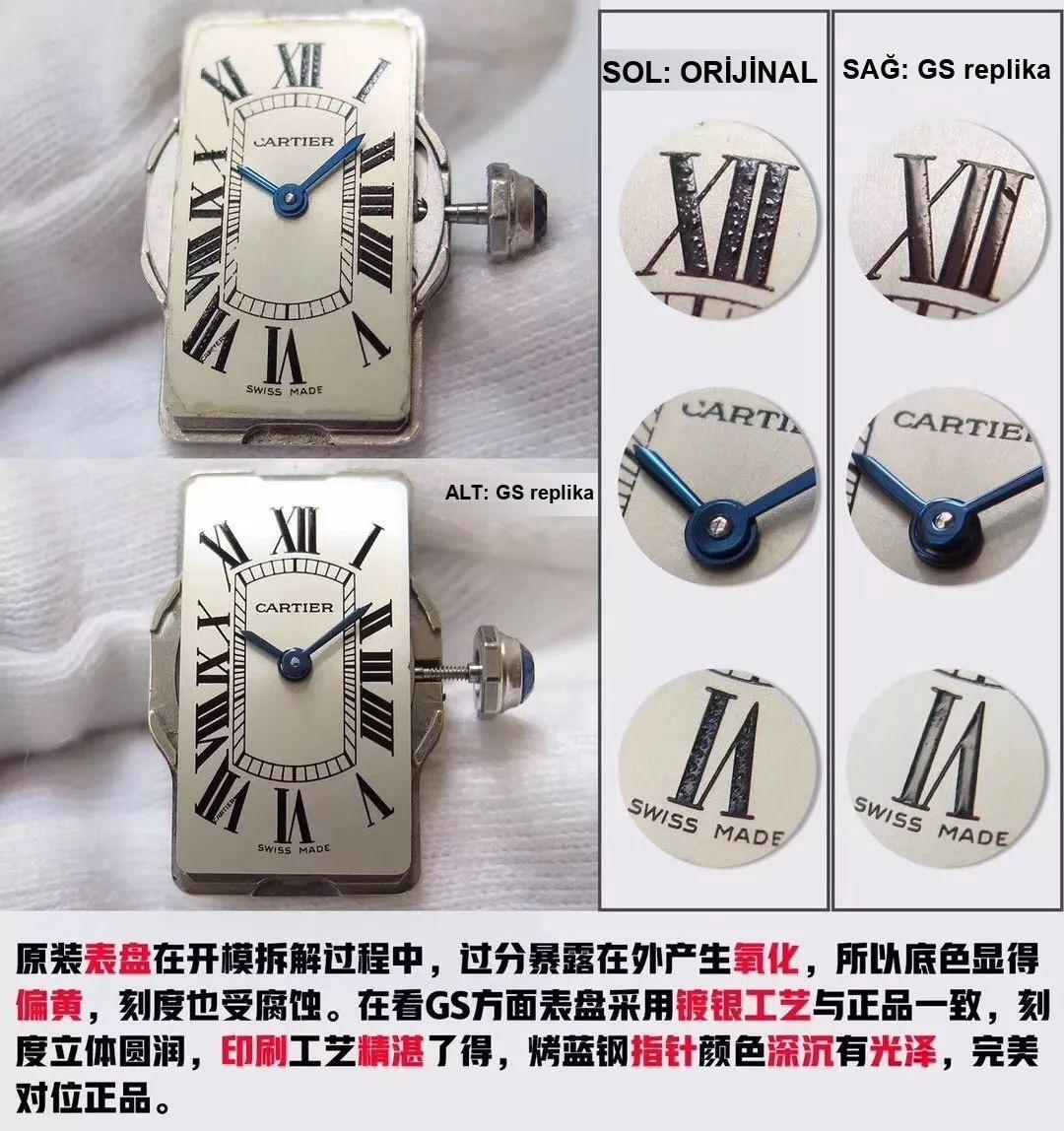 Gerçek-replika karşılaştırması: GS Factory Cartier Tank Américaine WSTA0016 kadın İsviçre kuvars mekanizmalı replika saat ile orijinali arasındaki fark nerede? Bu fabrika nasıl? — 5. fotoğraf