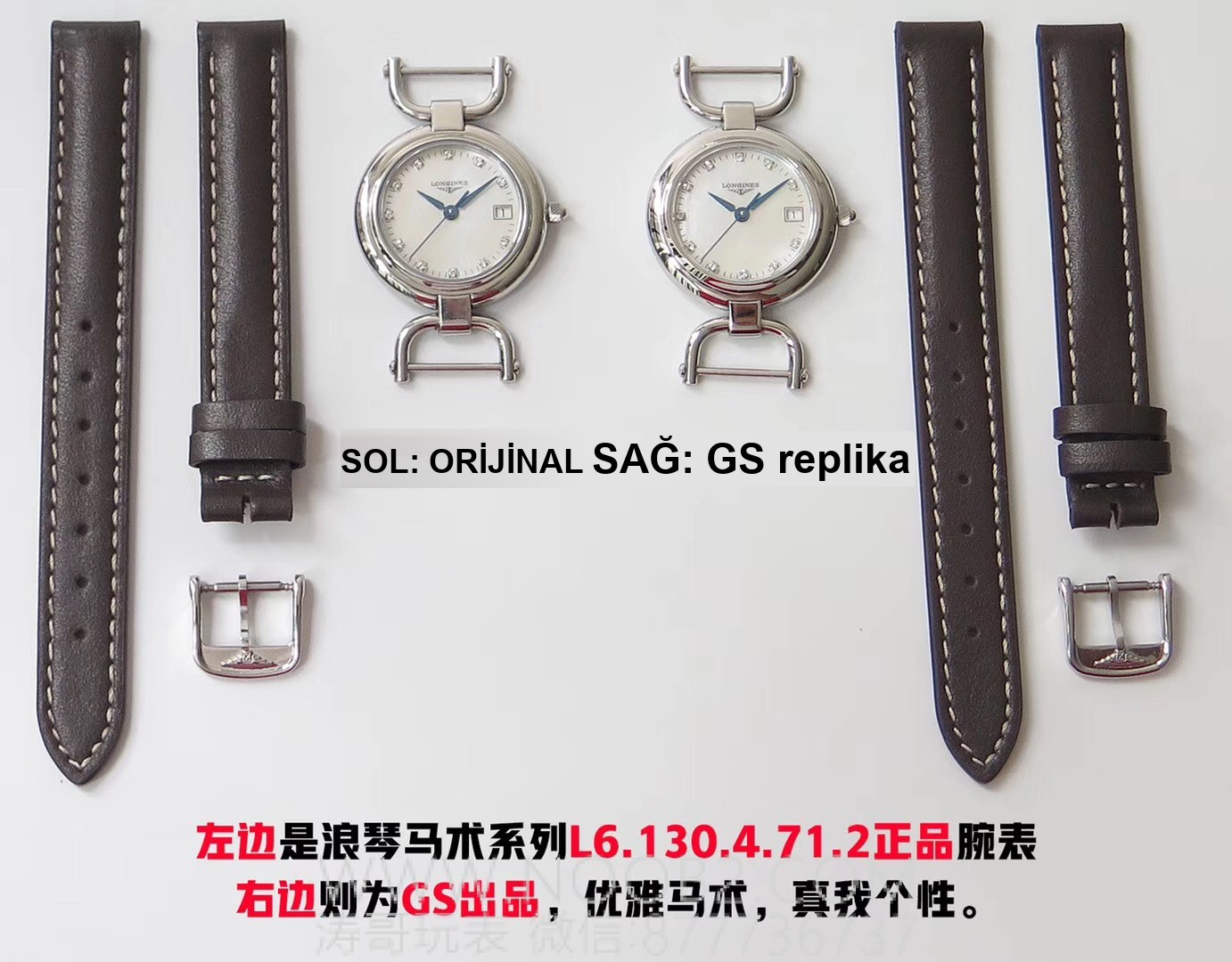 Gerçek-replika karşılaştırması: GS Factory Longines Equestrian serisi kadın replika saati 26,5 mm orijinal İsviçre 152 kuvars mekanizmasıyla orijinaline kıyasla nasıl? İlk bakışta sahte olduğu belli olur mu? — 8. fotoğraf