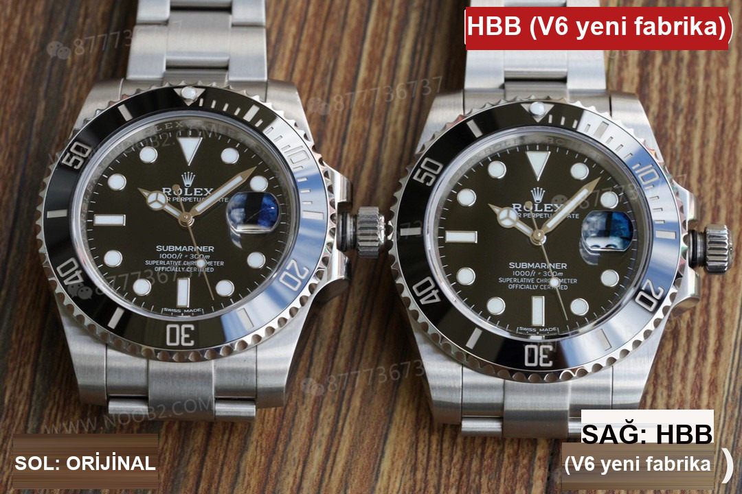Gerçek-replika karşılaştırması: HBBV6 Factory Rolex siyah Submariner ile orijinali arasında ne fark var? — 2. fotoğraf