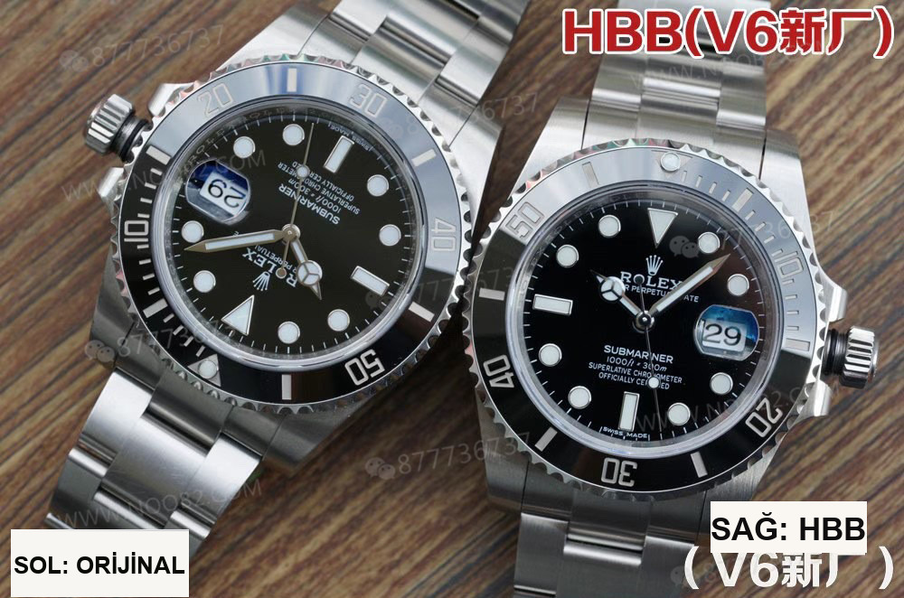 Gerçek-replika karşılaştırması: HBBV6 Factory Rolex siyah Submariner ile orijinali arasında ne fark var? — 4. fotoğraf
