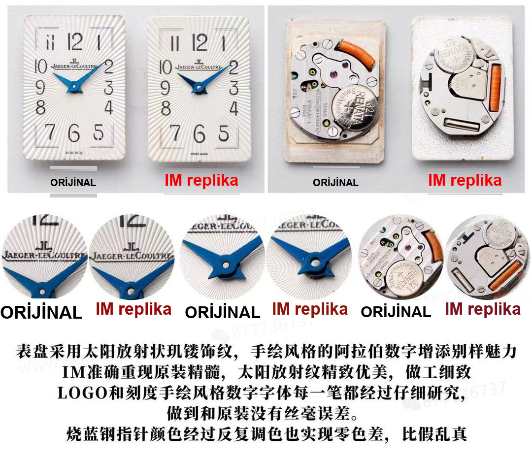 Gerçek-replika karşılaştırması: IM Factory Jaeger-LeCoultre Reverso kadın replika saat Q3288420 — 7. fotoğraf