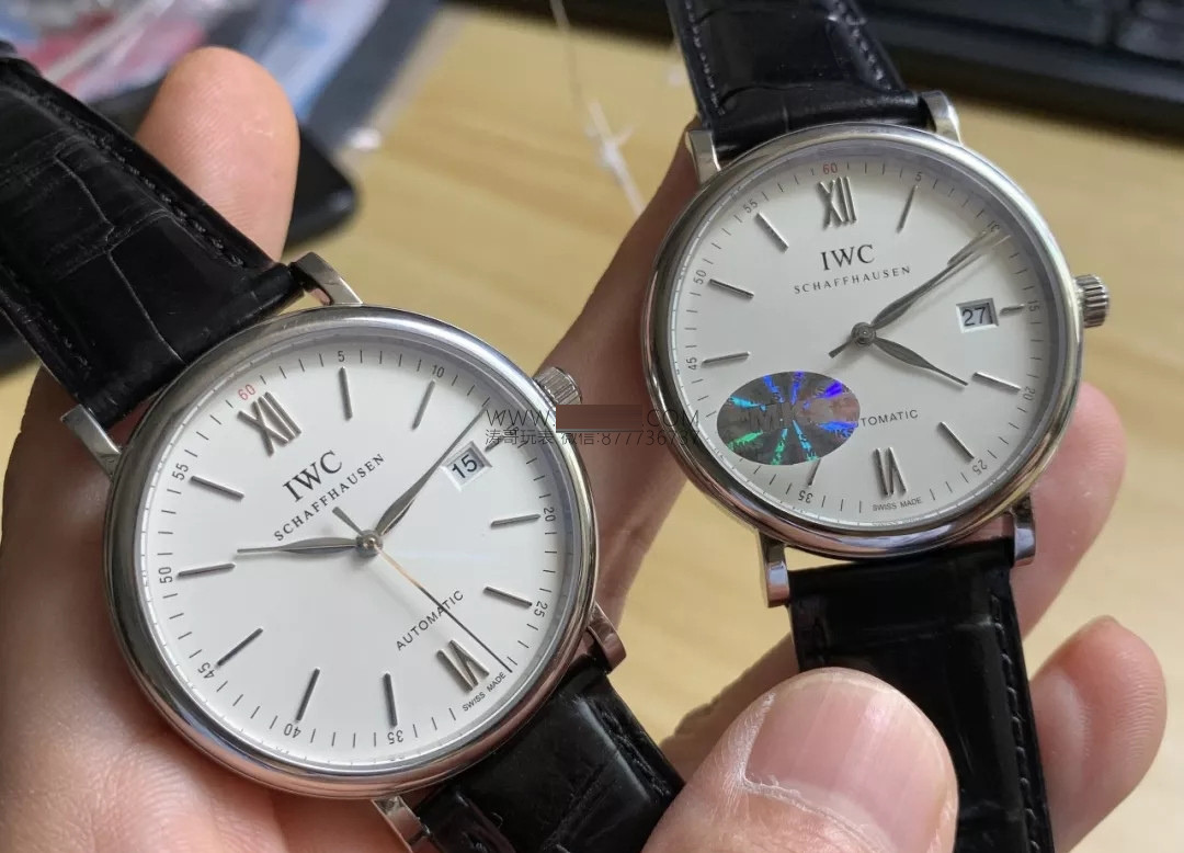 Gerçek-replika karşılaştırması: MKS IWC Portofino klasik erkek replika saati V5 versiyonunun orijinal IW356501 ile karşılaştırması — 2. fotoğraf