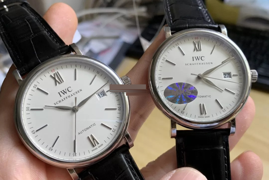 Gerçek-replika karşılaştırması: MKS IWC Portofino klasik erkek replika saati V5 versiyonunun orijinal IW356501 ile karşılaştırması — 3. fotoğraf
