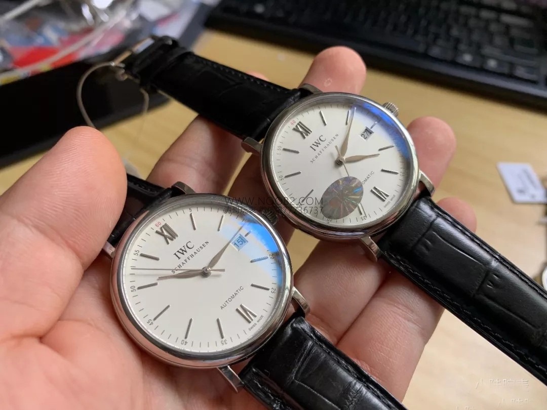 Gerçek-replika karşılaştırması: MKS IWC Portofino klasik erkek replika saati V5 versiyonunun orijinal IW356501 ile karşılaştırması — 5. fotoğraf