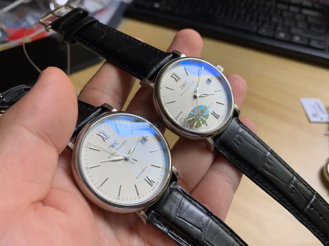 Gerçek-replika karşılaştırması: MKS IWC Portofino klasik erkek replika saati V5 versiyonunun orijinal IW356501 ile karşılaştırması — 7. fotoğraf