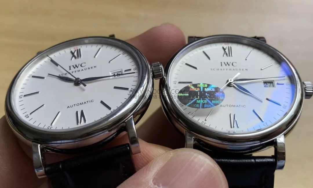 Gerçek-replika karşılaştırması: MKS IWC Portofino klasik erkek replika saati V5 versiyonunun orijinal IW356501 ile karşılaştırması — 13. fotoğraf