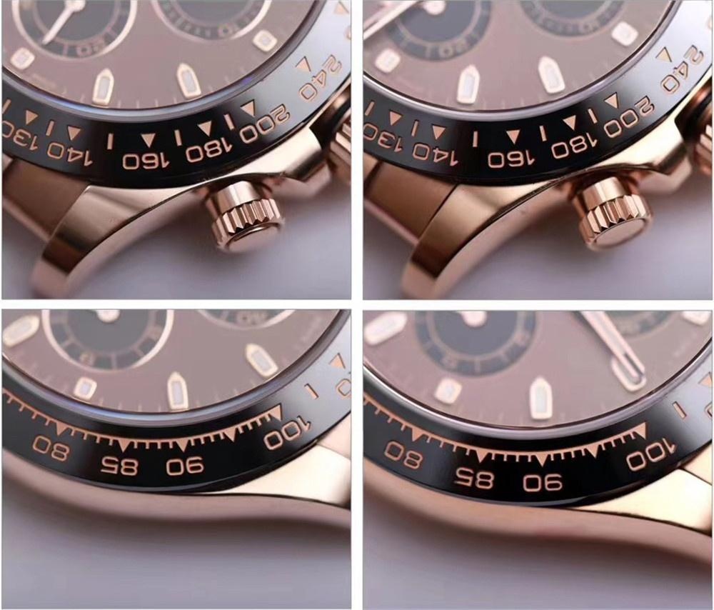 Gerçek-replika karşılaştırması: N Factory Rolex Daytona 4130 mekanizmalı çikolata renkli model tek bakışta ele verir mi? — 12. fotoğraf