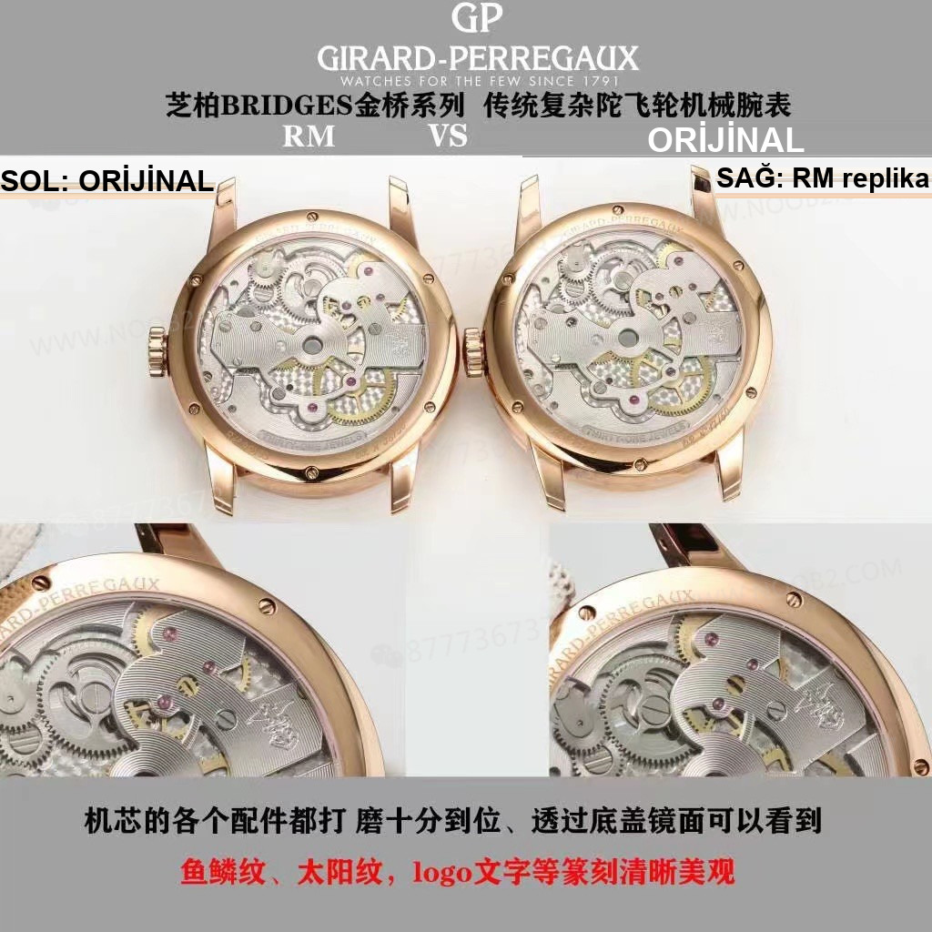 Gerçek-replika karşılaştırması: RM Factory Girard-Perregaux Bridges 99193 tourbillon replika saat incelemesi — 3. fotoğraf