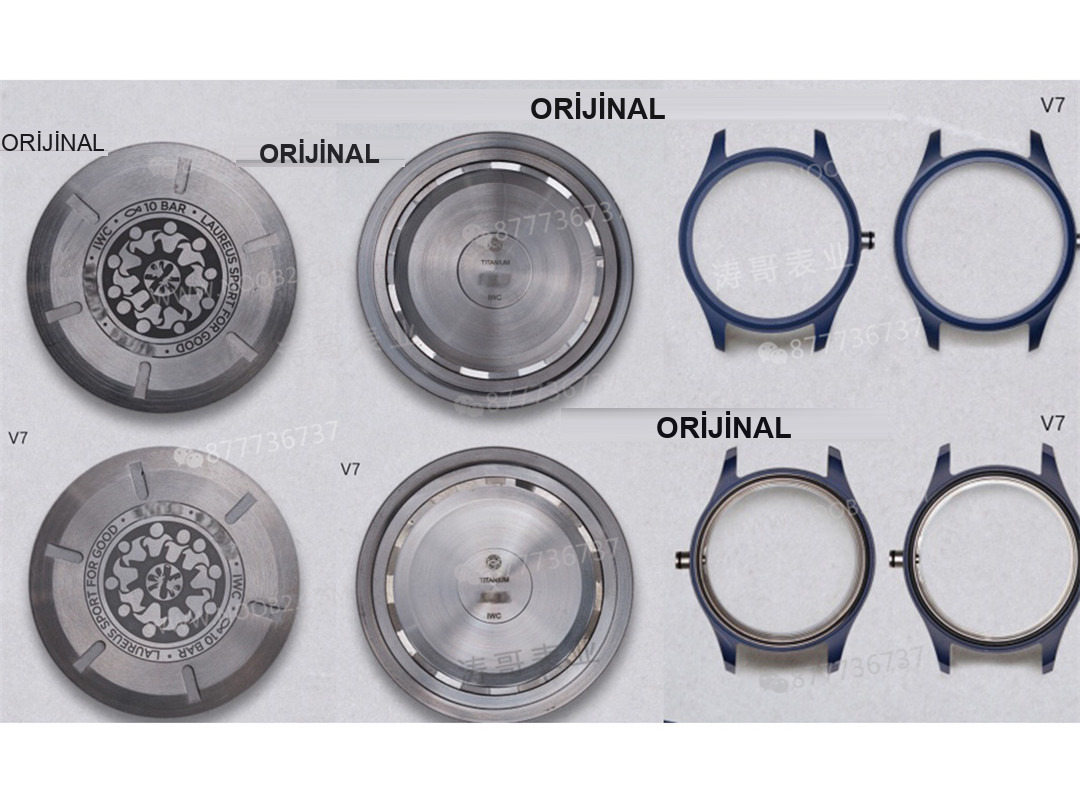 Gerçek-replika karşılaştırması: V7 Factory IWC Mark XVIII sisli mavi seramik IW328101 Laureus — 9. fotoğraf