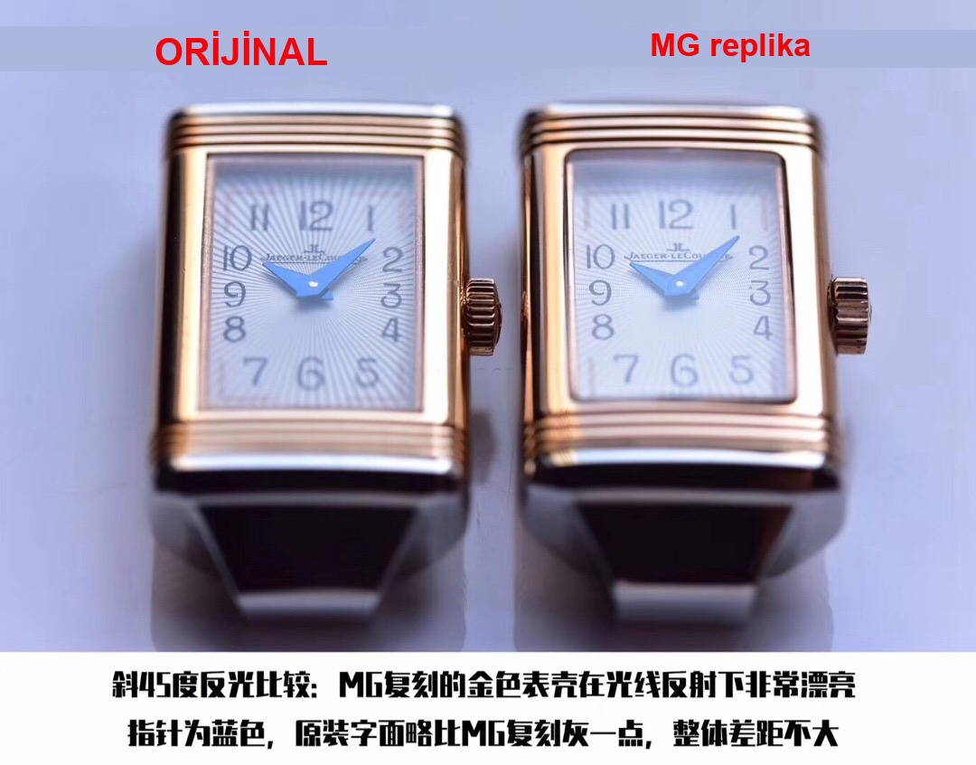 Gerçek-replika karşılaştırması ve orijinal inceleme: MG Factory Jaeger-LeCoultre Reverso serisi 3263520, İsviçre mekanizmalı bayan replika saat — 3. fotoğraf