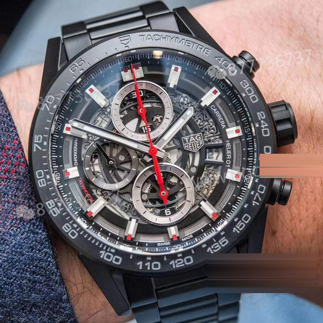 Gerçek-replika karşılaştırması: XF Factory TAG Heuer Carrera seramik kayışlı 43 mm saatin işçiliği nasıl? — 1. fotoğraf