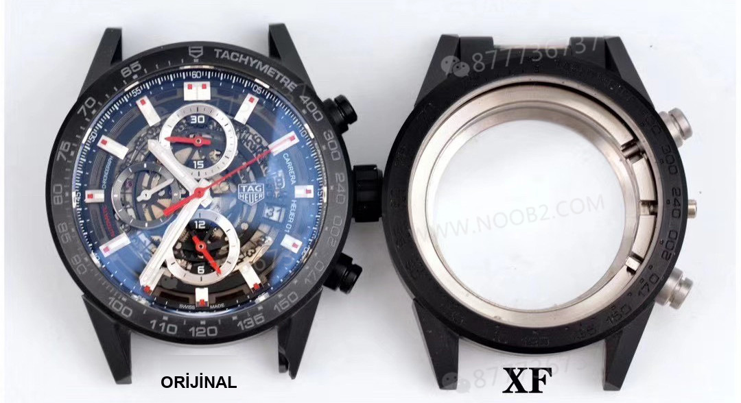 Gerçek-replika karşılaştırması: XF Factory TAG Heuer Carrera seramik kayışlı 43 mm saatin işçiliği nasıl? — 4. fotoğraf