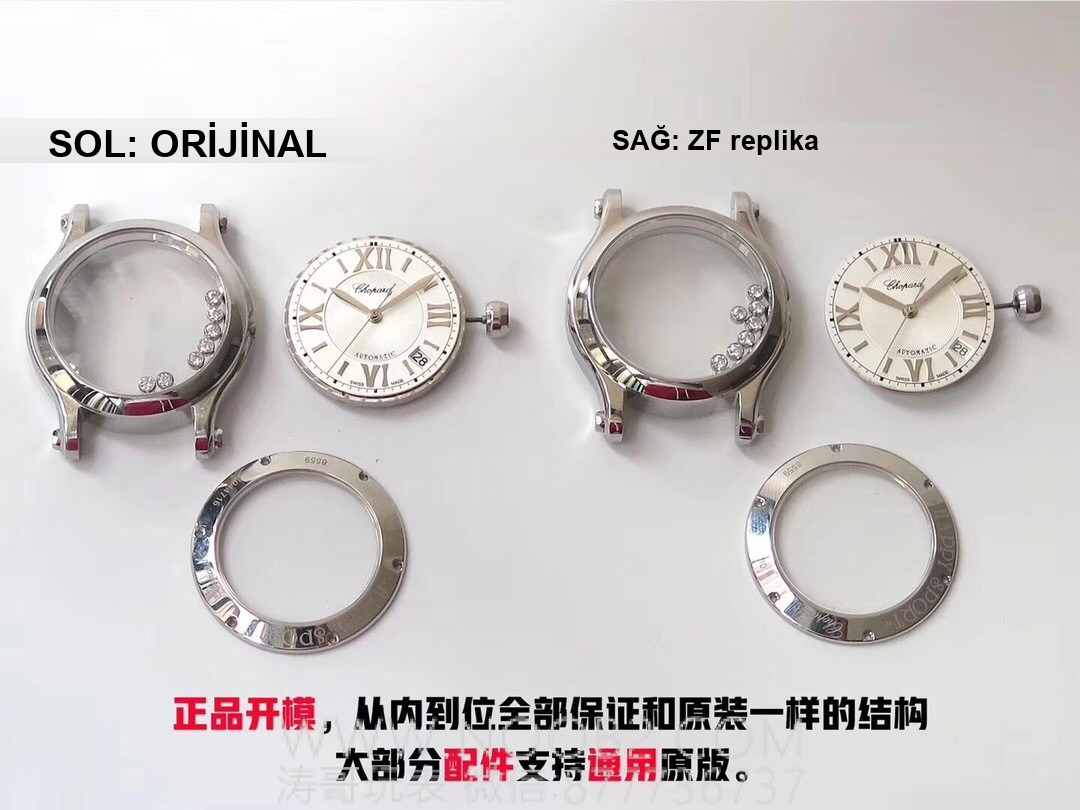 Gerçek-Replika Karşılaştırması: ZF Factory Chopard Happy Diamonds 7 Elmaslı 278559, Sea-Gull 2892 Mekanizmalı 36 mm Otomatik Kadın Kol Saati — Orijinal İncelemesi — 22. fotoğraf