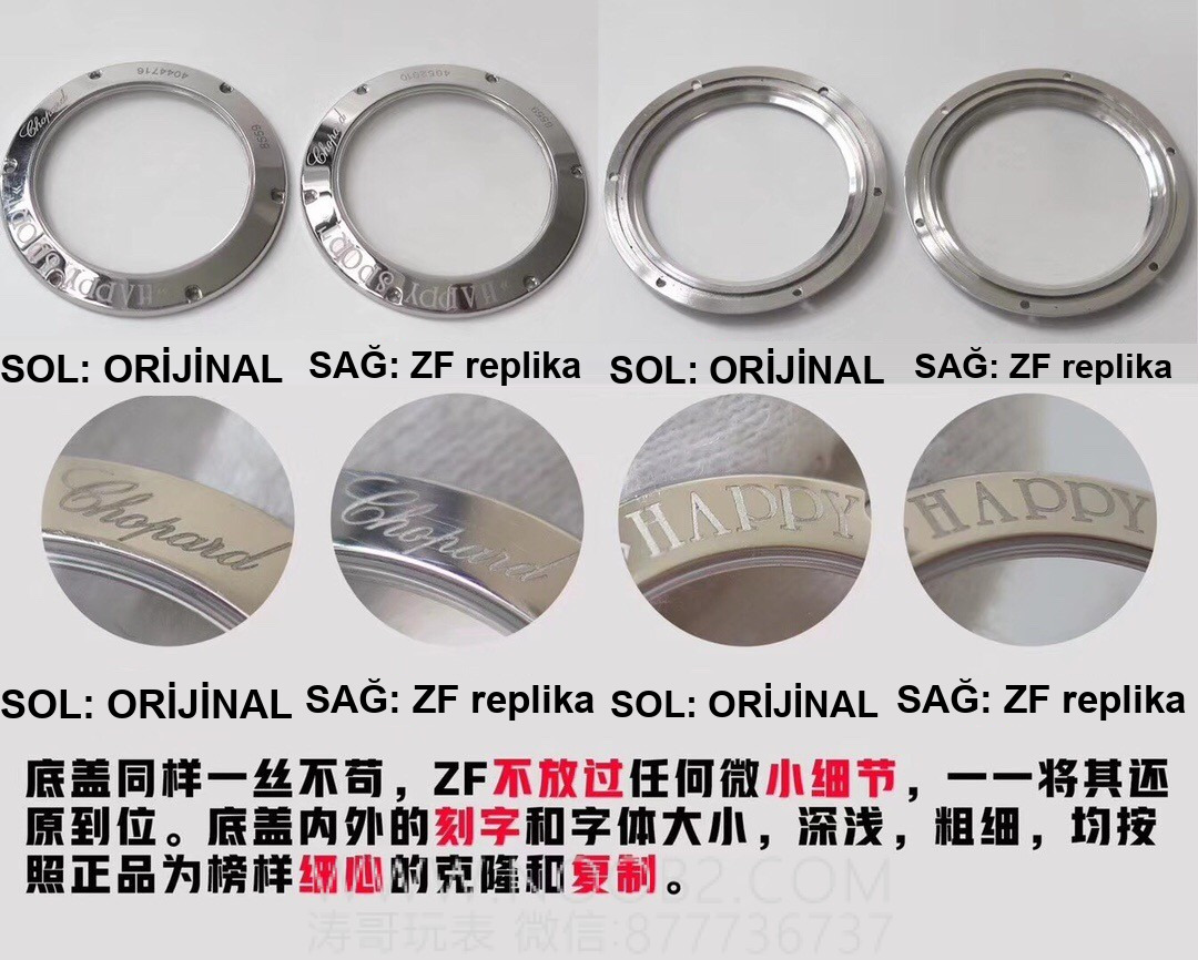 Gerçek-Replika Karşılaştırması: ZF Factory Chopard Happy Diamonds 7 Elmaslı 278559, Sea-Gull 2892 Mekanizmalı 36 mm Otomatik Kadın Kol Saati — Orijinal İncelemesi — 23. fotoğraf