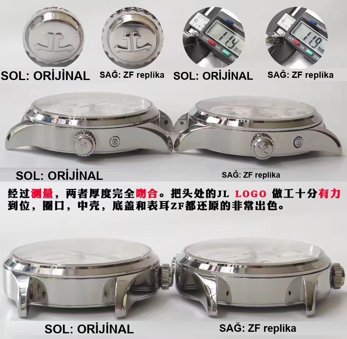 Gerçek-replika karşılaştırması: ZF Factory Jaeger-LeCoultre Master Geographic Q1428421 replika saatin orijinalle karşılaştırmalı incelemesi — 4. fotoğraf