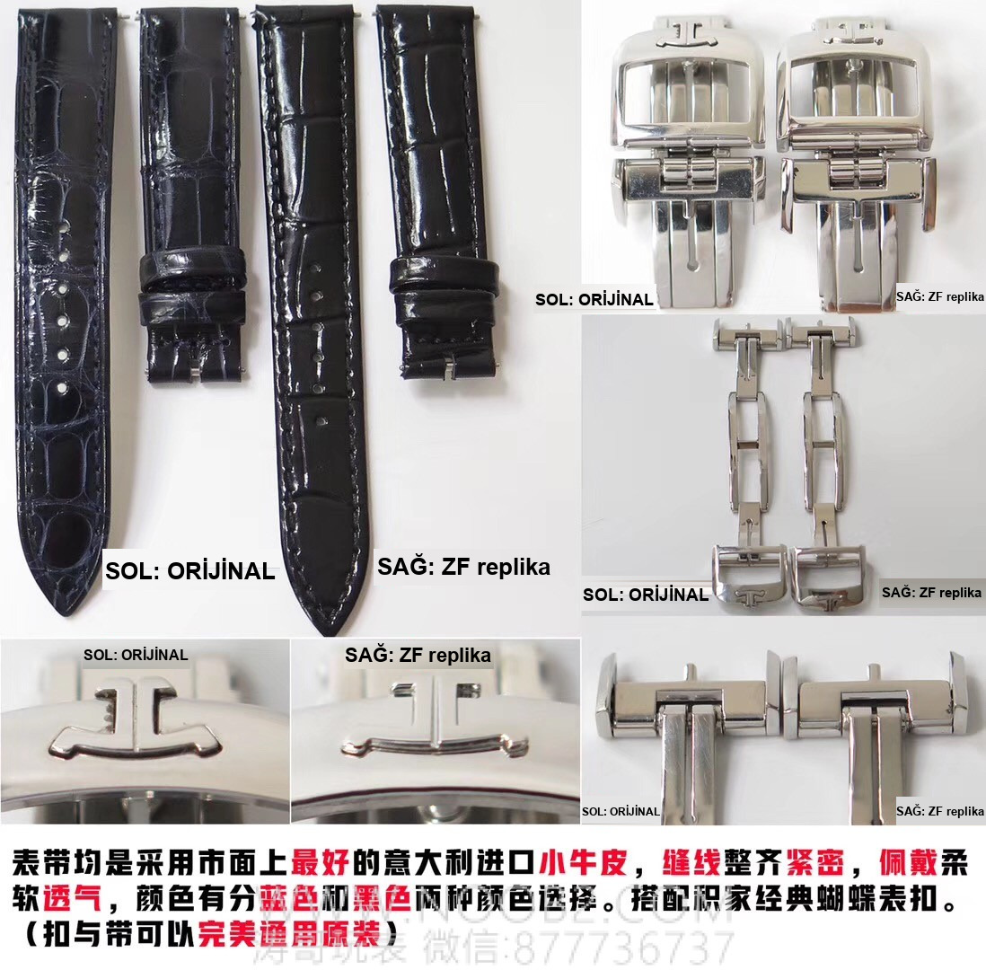 Gerçek-replika karşılaştırması: ZF Factory Jaeger-LeCoultre Rendez-Vous serisi 3468480 kadın mavi kadranlı replika saatin orijinalle karşılaştırmalı incelemesi — 9. fotoğraf