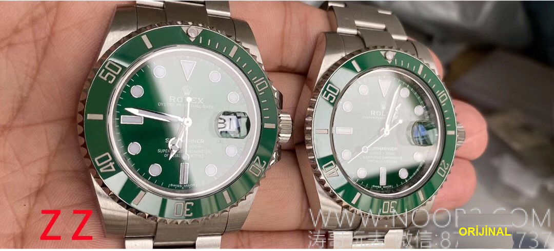 Gerçek-Replika Karşılaştırması: ZZ Factory V2S Rolex Yeşil Su Hayaleti + Clean Yeşil Bezel + Dolu Merkez Mili + İşlenmiş Çubuk İşaretler + Üç Boyutlu Akrep ve Yelkovan, Yükseltilmiş Sürümün Gerçek Çekimleri — 7. fotoğraf