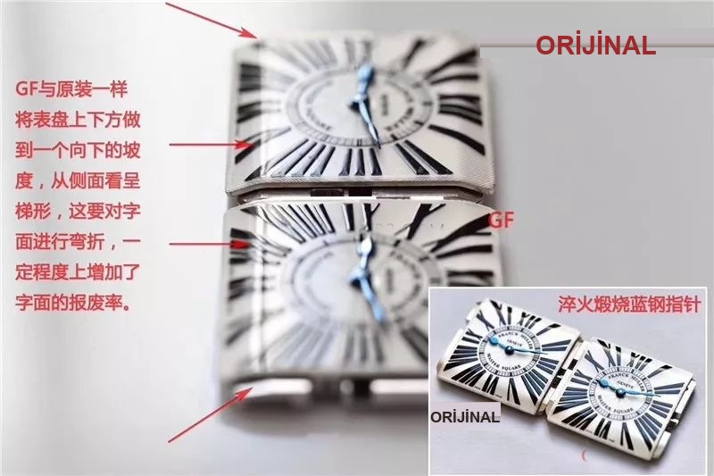 GF Factory Franck Muller 6002MQZ MASTER SQUARE kadın kuvars replika saat orijinalle karşılaştırıldığında nasıl? Elmas taşlı modeli var mı? — 10. fotoğraf