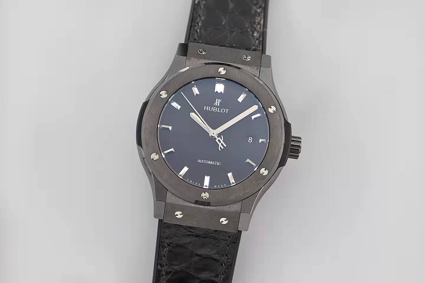 Replika Hublot Classic Fusion Seramik Siyah Deri