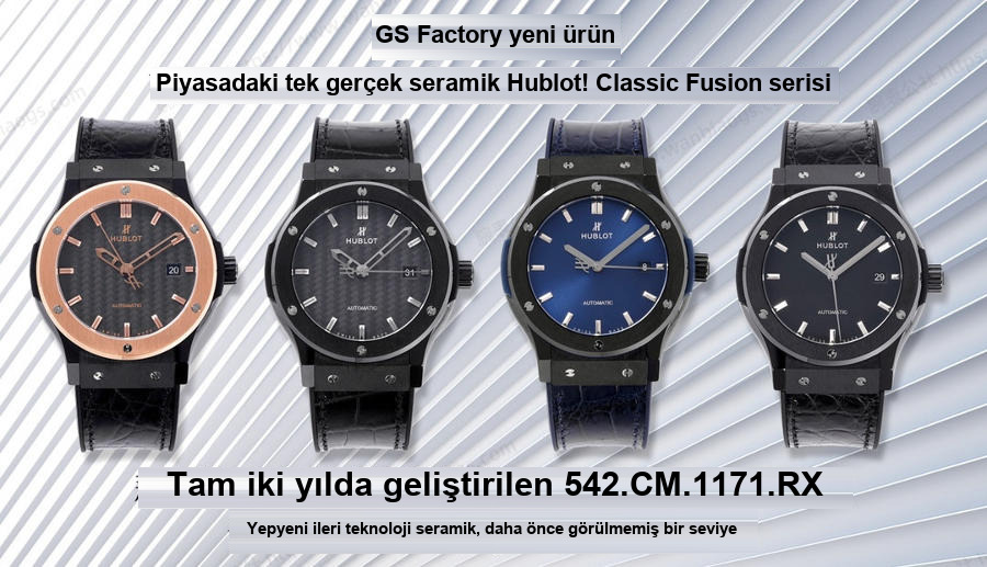 GS Factory Hublot Classic Fusion serisi (mavi kadran) seramik saat incelemesi — 1. fotoğraf