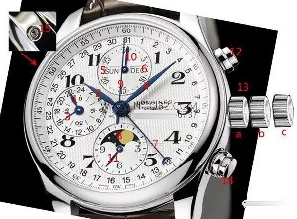 GS Factory Longines Master Collection ay evreli sekiz akrepli replika saat gerçek-replika karşılaştırması incelemesi — 15. fotoğraf