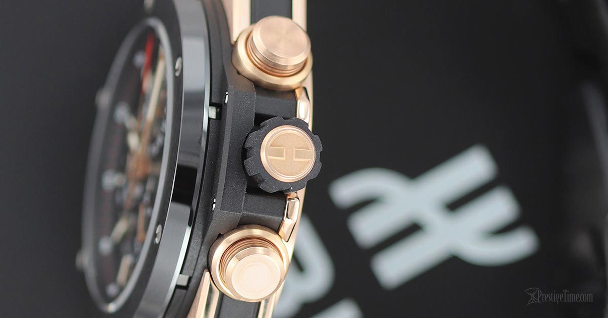 Hublot 406.om.0180.rx itme butonları ve kurma kolu