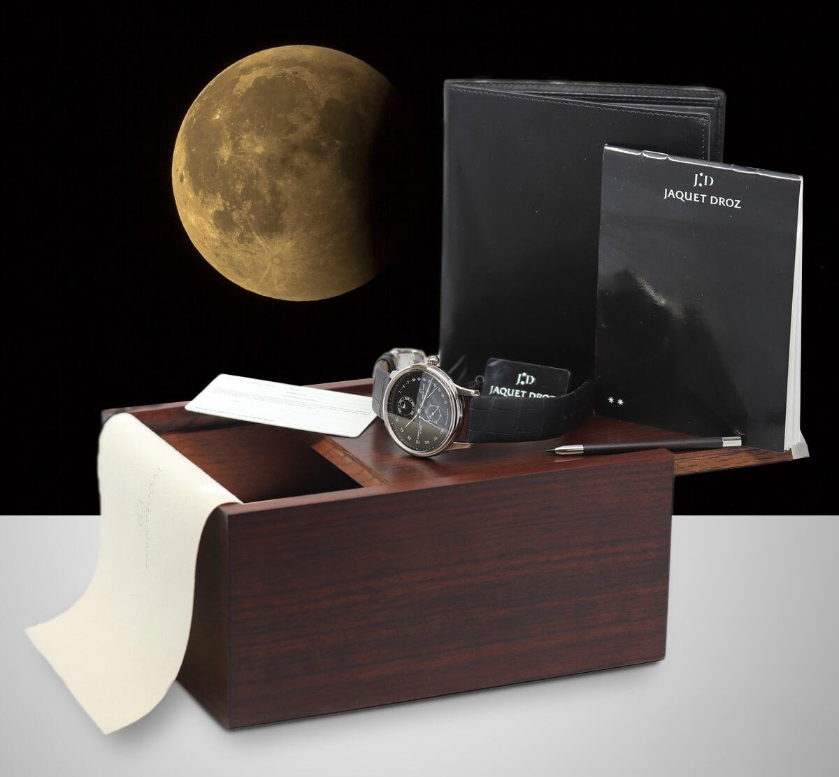 Jaquet Droz Astrale Perpetual Takvim kutu ve ambalaj