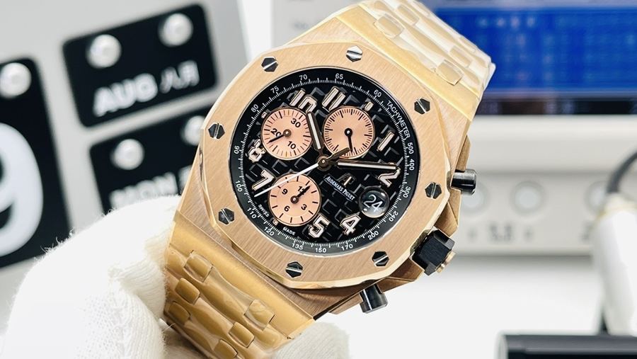 JF Factory Audemars Piguet AP Royal Oak Offshore 26470OR pembe altın üst düzey replika saat incelemesi — 1. fotoğraf