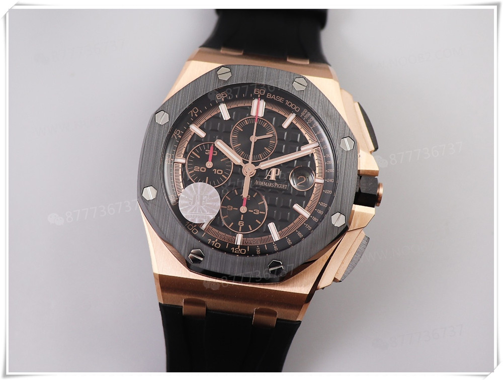 JF Factory Audemars Piguet Royal Oak 26401RO Queen's Cup, roze altın kasa ve seramik bezelli kronograf saatin işçiliği nasıl? — 2. fotoğraf