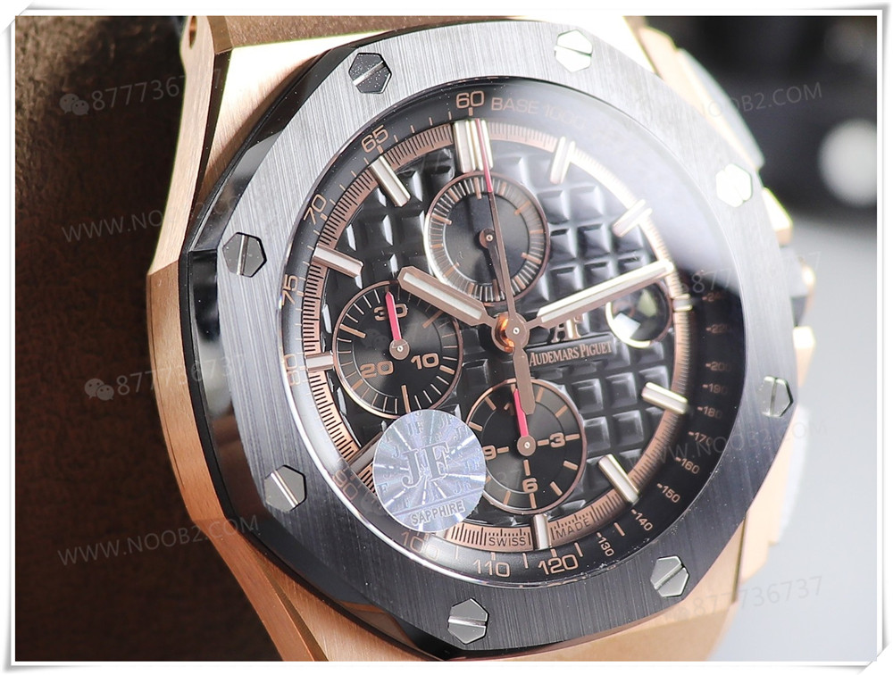 JF Factory Audemars Piguet Royal Oak 26401RO Queen's Cup, roze altın kasa ve seramik bezelli kronograf saatin işçiliği nasıl? — 4. fotoğraf
