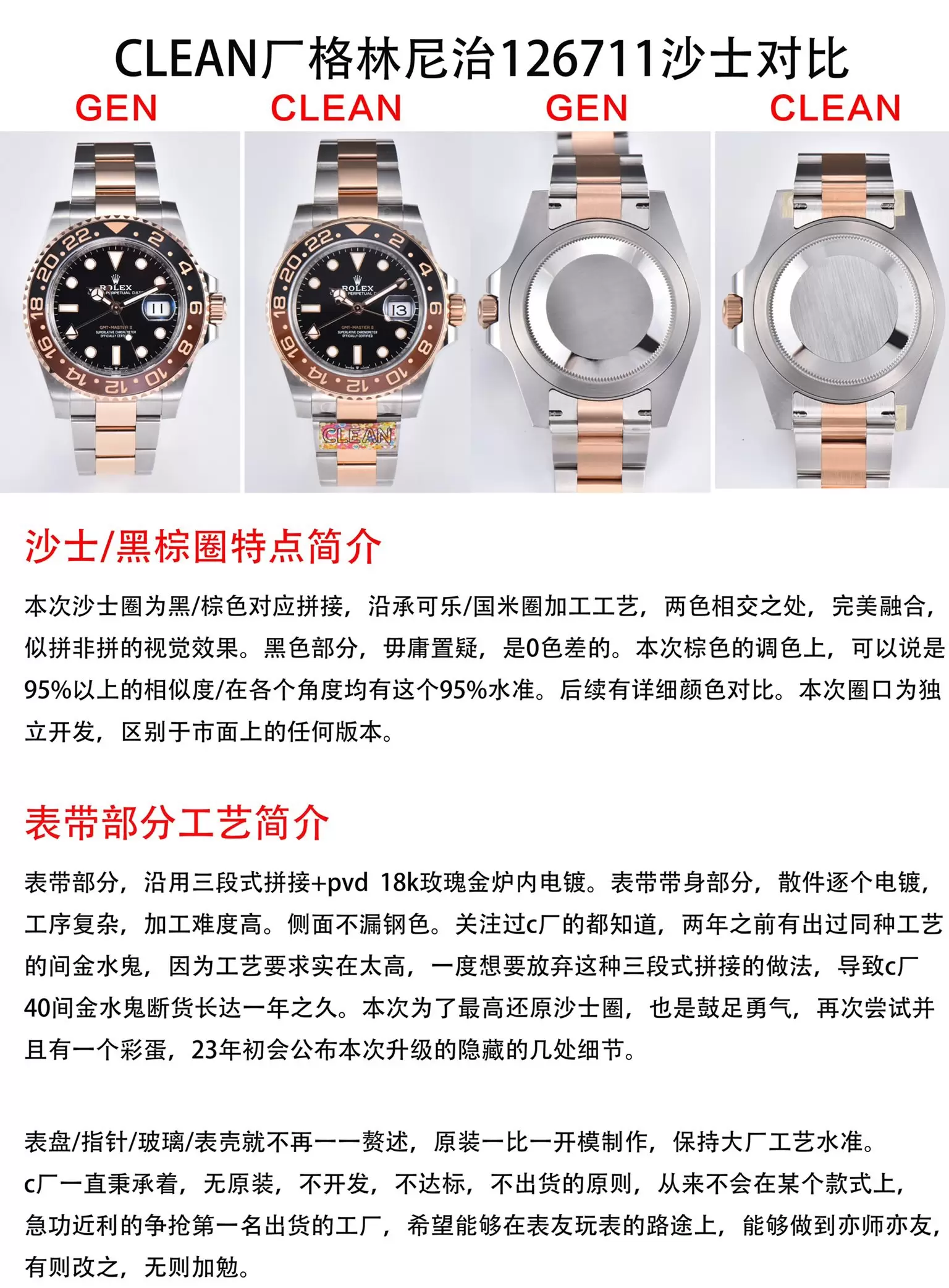 Karşılaştırmalı inceleme: Clean Rolex GMT-Master II serisi m126711chnr-0002 kol saati — 1. fotoğraf
