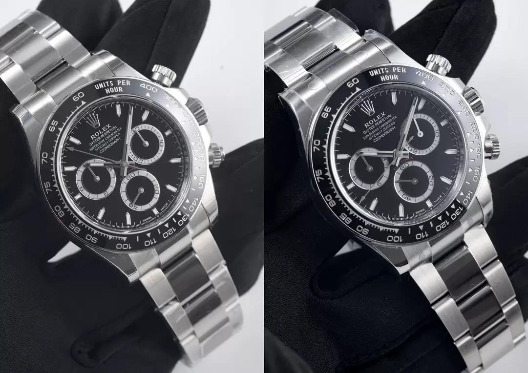 Karşılaştırmalı inceleme: Clean Rolex Cosmograph Daytona serisi m126500ln-0002 kol saati [Siyah Seramik Daytona] — 12. fotoğraf