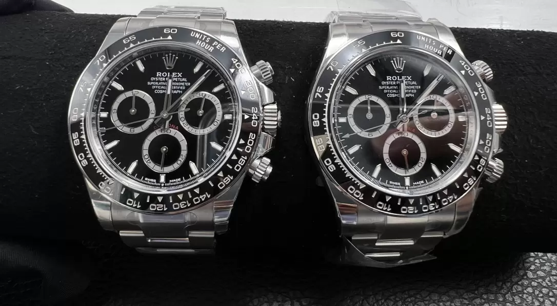 Karşılaştırmalı inceleme: Clean Rolex Cosmograph Daytona serisi m126500ln-0002 kol saati [Siyah Seramik Daytona] — 15. fotoğraf