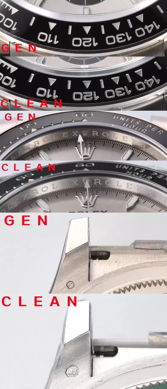 Karşılaştırmalı inceleme: Clean Rolex Cosmograph Daytona serisi m126519ln-0006 kol saati — 5. fotoğraf