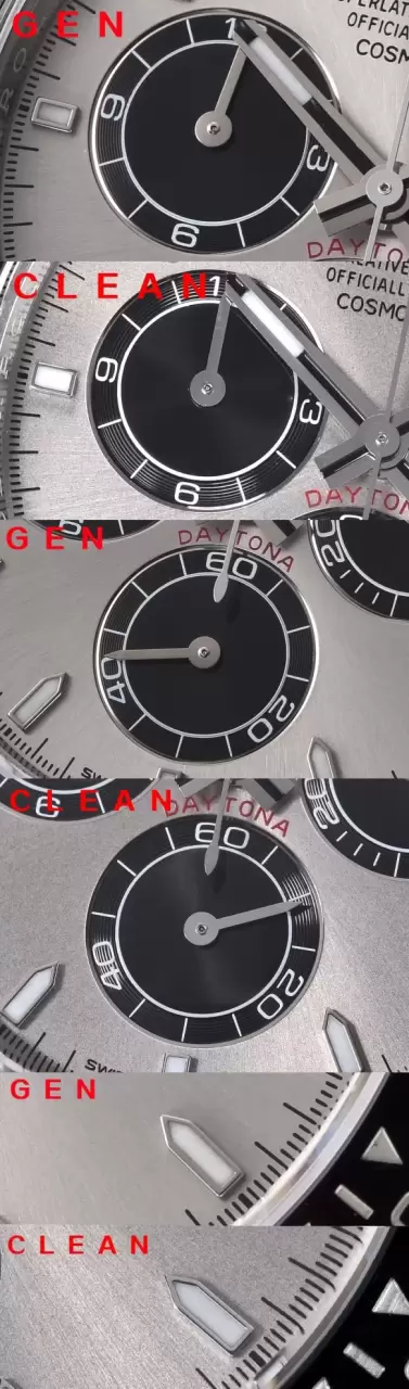 Karşılaştırmalı inceleme: Clean Rolex Cosmograph Daytona serisi m126519ln-0006 kol saati — 7. fotoğraf