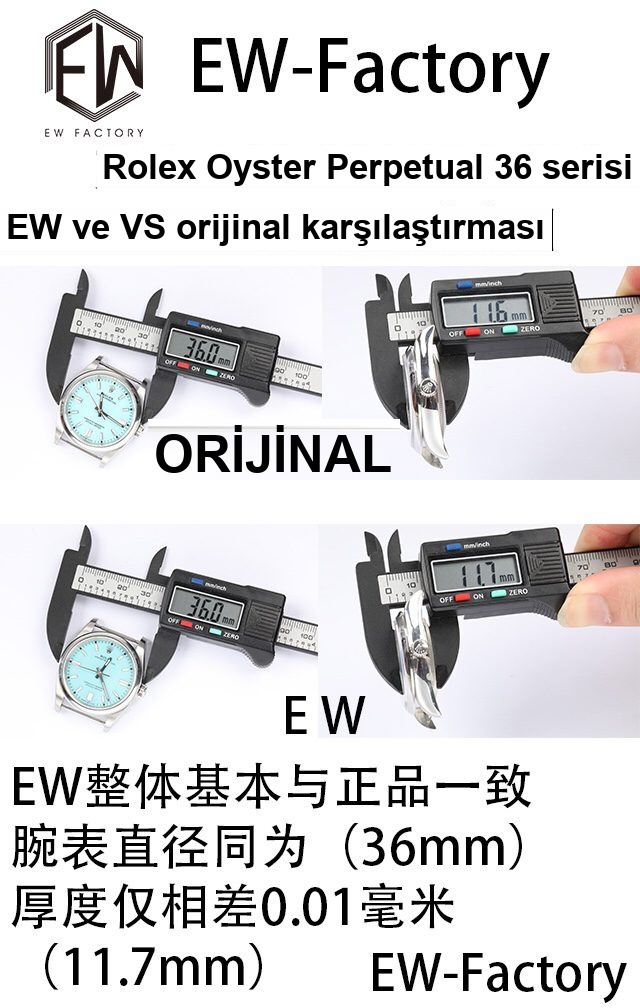 Karşılaştırmalı inceleme: EW Factory [36 mm]Rolex Oyster Perpetual serisi m126000-0006 saati — 6. fotoğraf