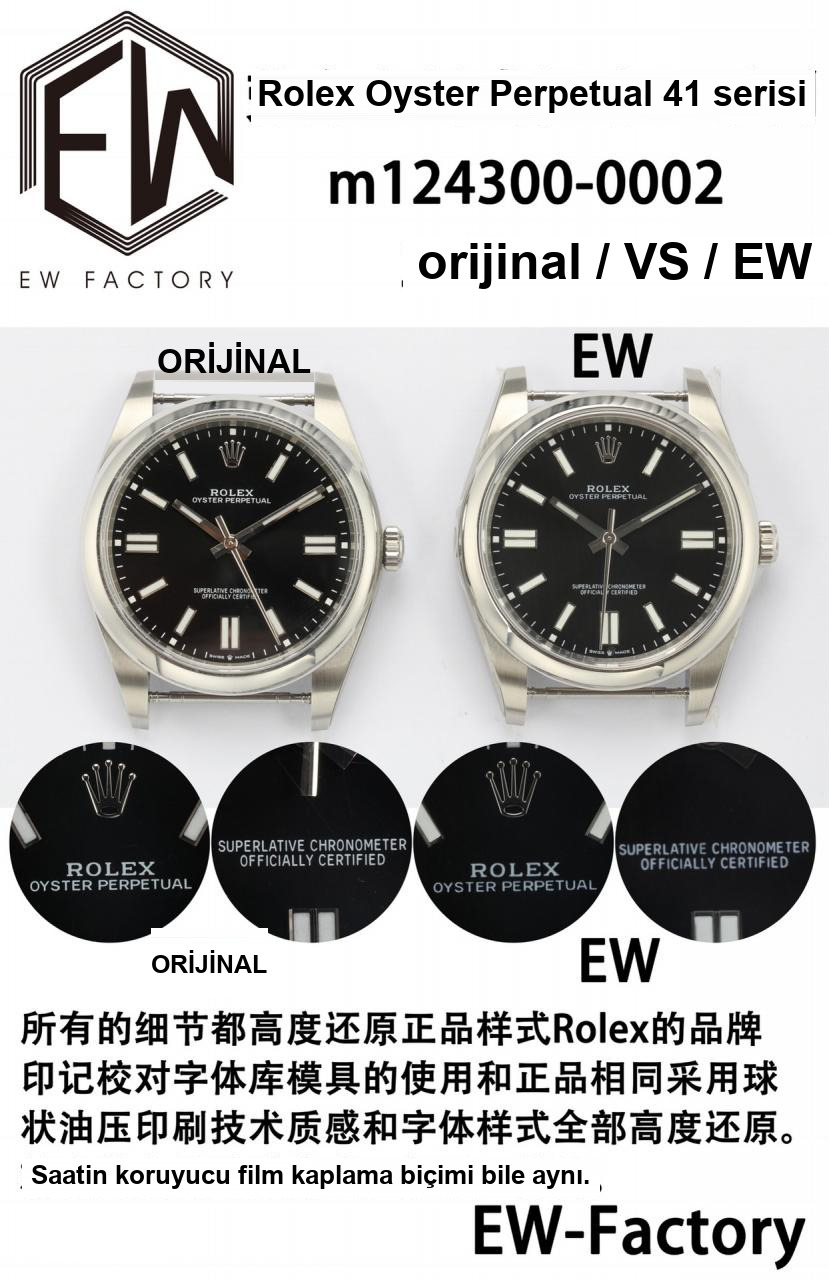 Karşılaştırmalı inceleme: EW Factory Rolex Oyster Perpetual serisi m124300-0002 kol saati (41 mm) — 4. fotoğraf