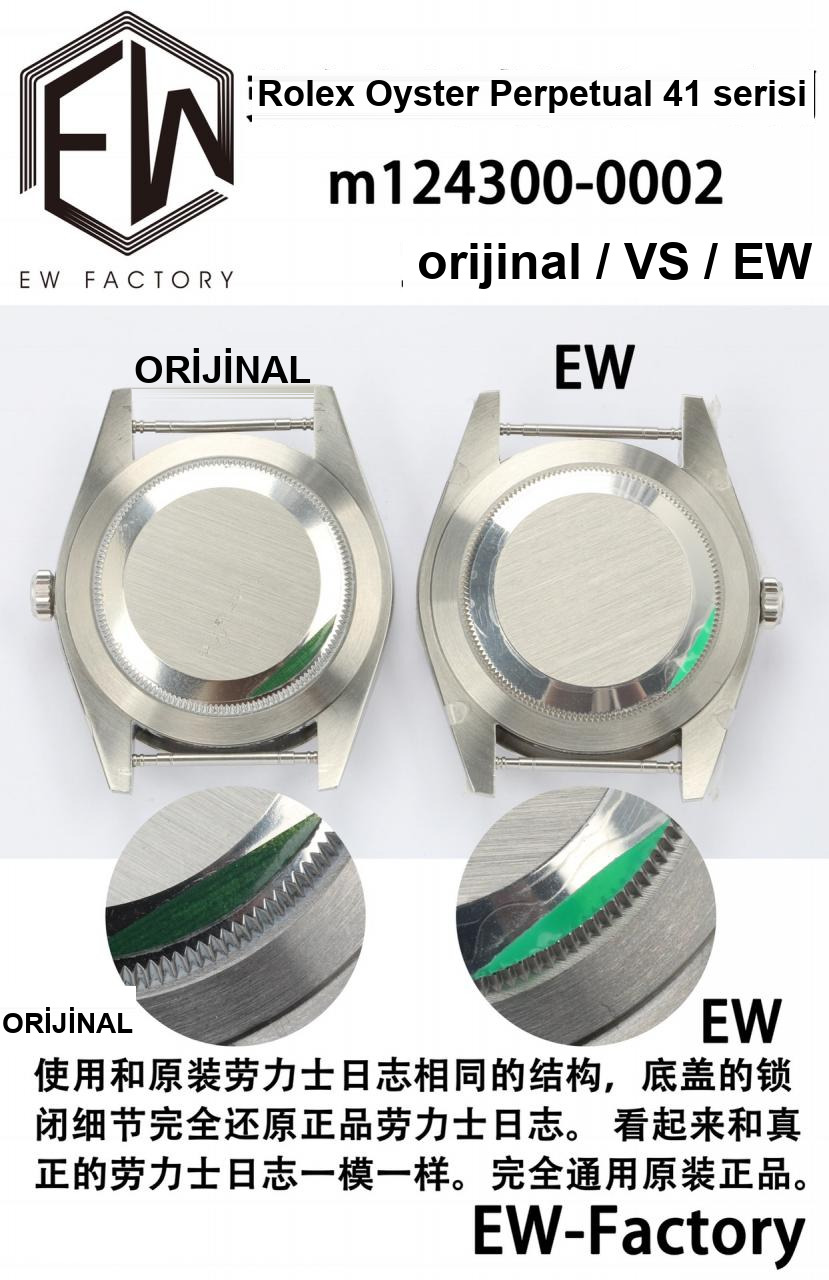 Karşılaştırmalı inceleme: EW Factory Rolex Oyster Perpetual serisi m124300-0002 kol saati (41 mm) — 5. fotoğraf