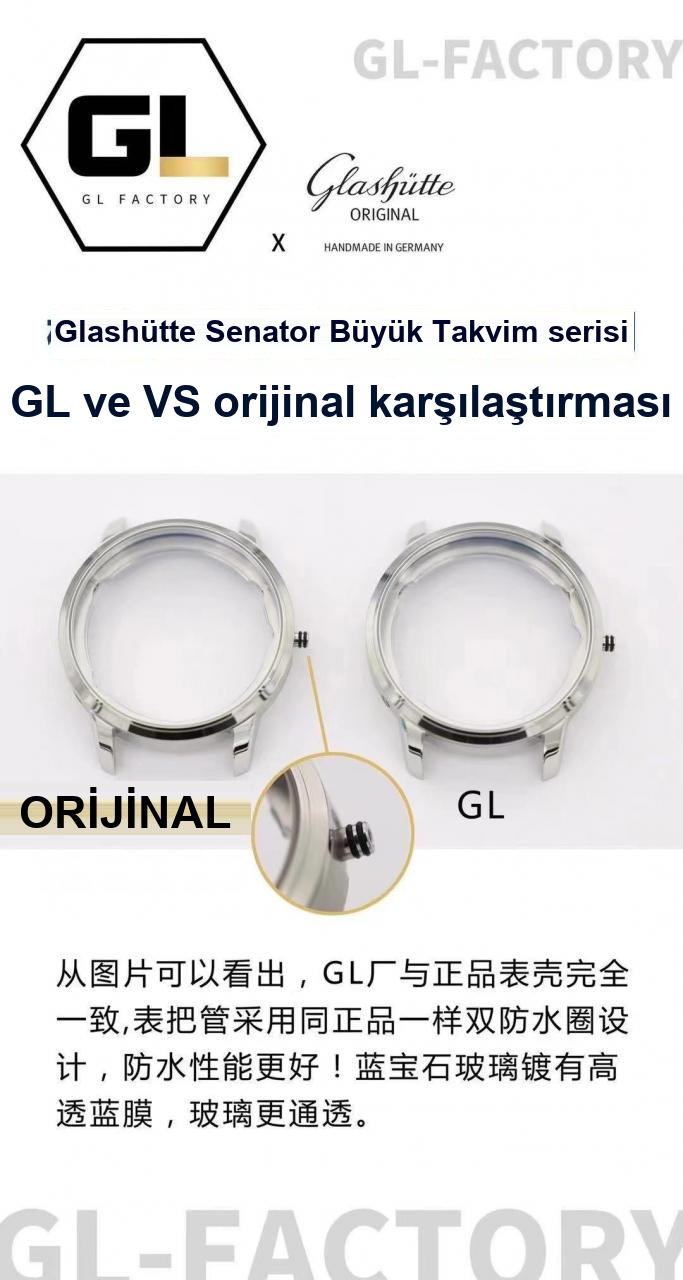 Karşılaştırmalı inceleme: GL Factory Glashütte Original Senator serisi 100-04-32-12-04 ay evreli büyük tarihli kol saati — 2. fotoğraf