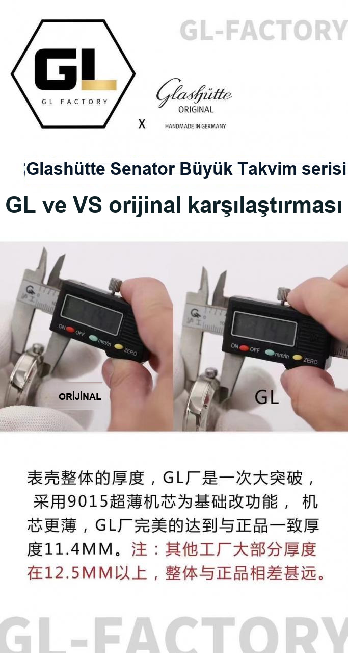 Karşılaştırmalı inceleme: GL Factory Glashütte Original Senator serisi 100-04-32-12-04 ay evreli büyük tarihli kol saati — 5. fotoğraf