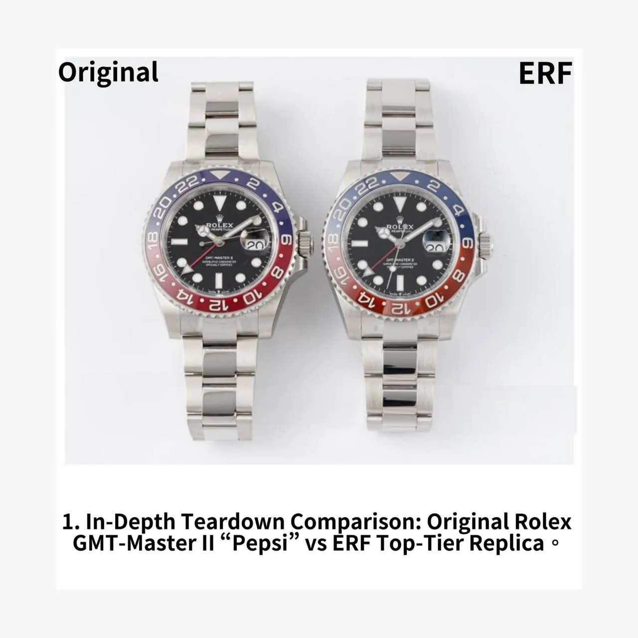 Karşılaştırmalı İnceleme: Rolex GMT-Master II 126710 BLRO 904L Çelik ERF — 1. fotoğraf