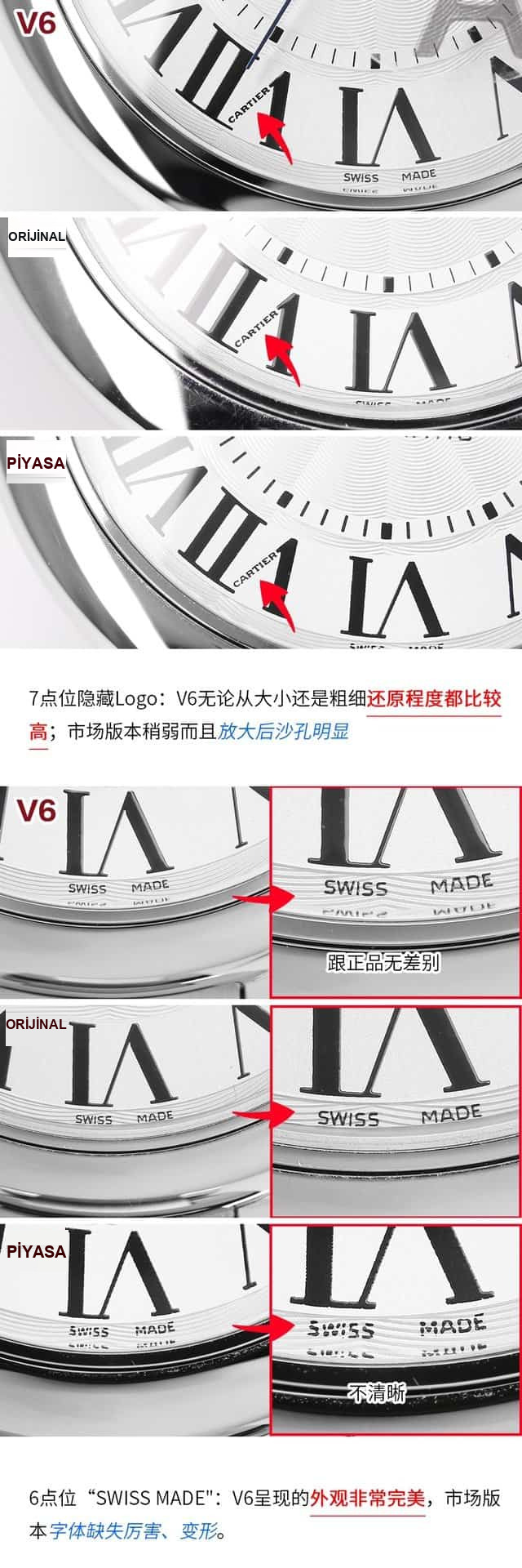 Karşılaştırmalı inceleme: V6 Factory Cartier Ballon Bleu serisi WSBB0016 erkek çelik bilezik kol saati — 3. fotoğraf