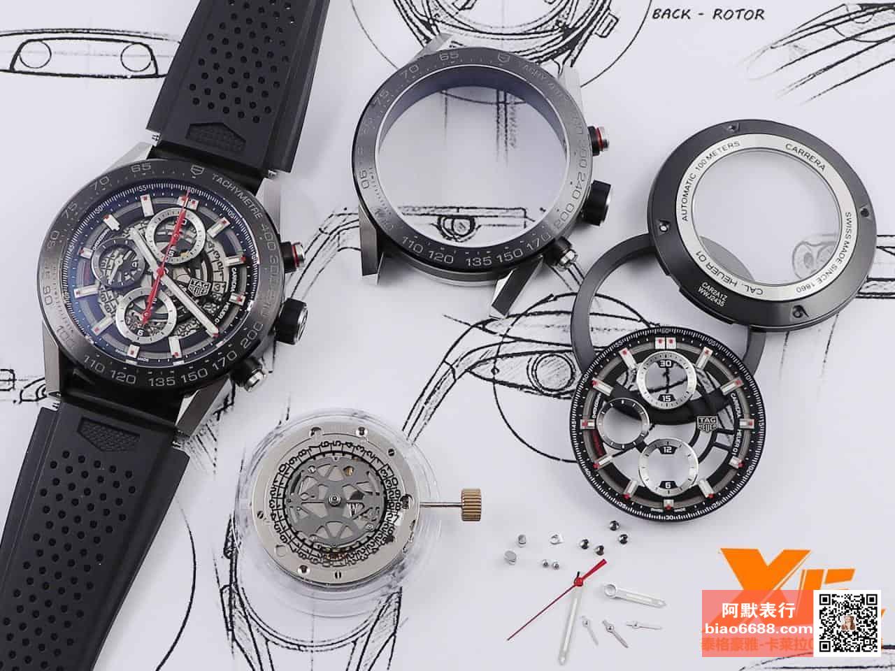 Karşılaştırmalı inceleme: XF Factory [45 mm] Tag Heuer Carrera Serisi CAR201V.BA0714 Erkek Kronograf Otomatik Mekanik Saat — 1. fotoğraf
