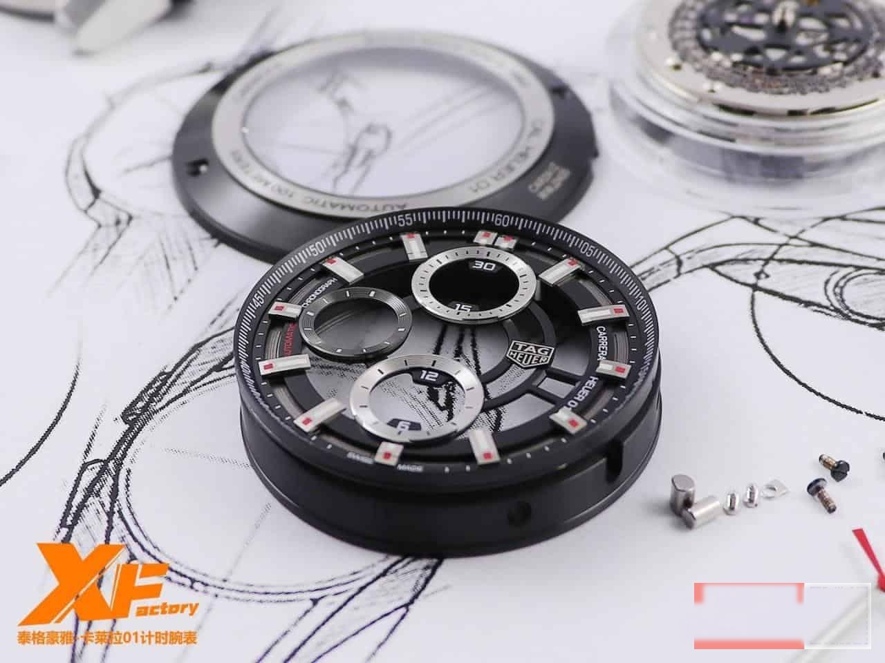 Karşılaştırmalı inceleme: XF Factory [45 mm] Tag Heuer Carrera Serisi CAR201V.BA0714 Erkek Kronograf Otomatik Mekanik Saat — 4. fotoğraf