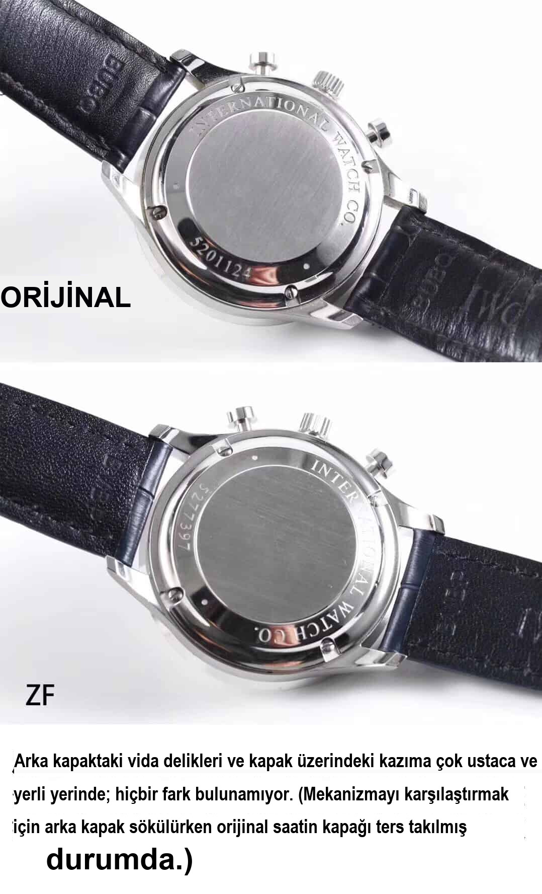 Karşılaştırmalı inceleme: ZF Factory IWC Portugieser Kronograf serisi IW371446 otomatik mekanik klasik kol saati (mavi akrep ve yelkovanlı Portugieser kronograf) — 8. fotoğraf