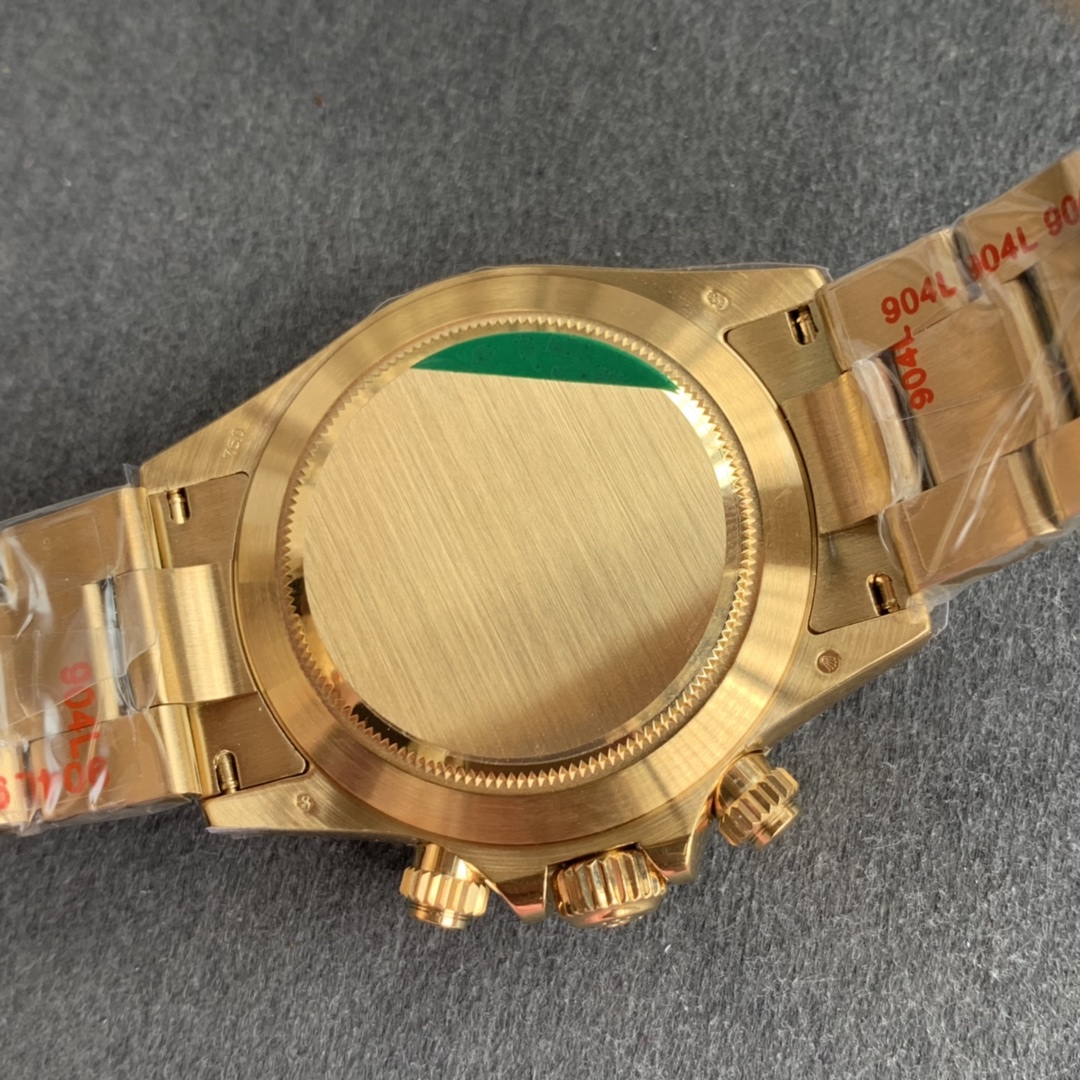 Noob Factory Replica Rolex Daytona Sarı Altın Yeşil Kadran ve Super Clone 4130 Mekanizmalı — 8. fotoğraf