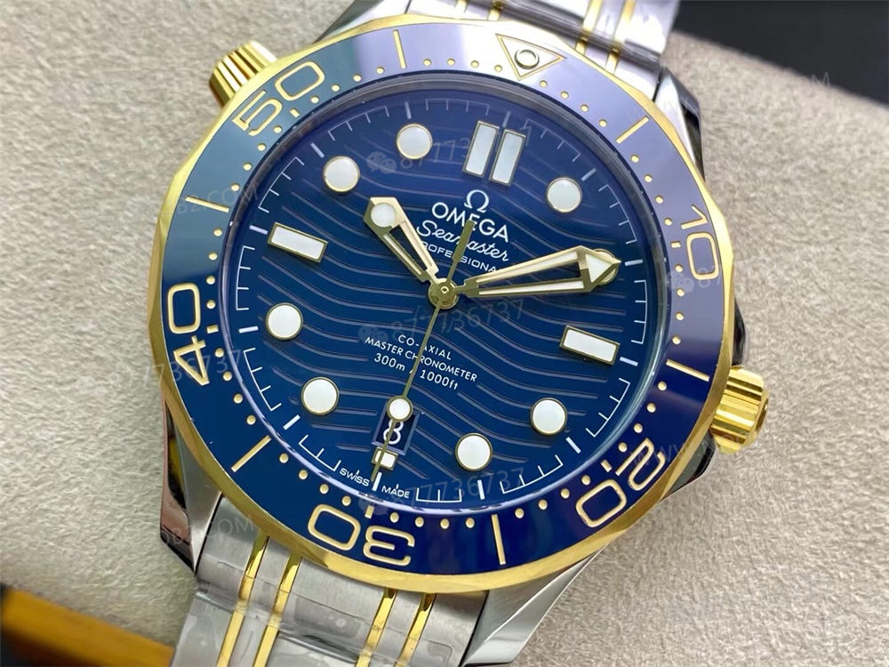 OR Factory Omega Seamaster 300 iki renkli altın-çelik mavi kadran 8800 tek parça mekanizma — 4. fotoğraf
