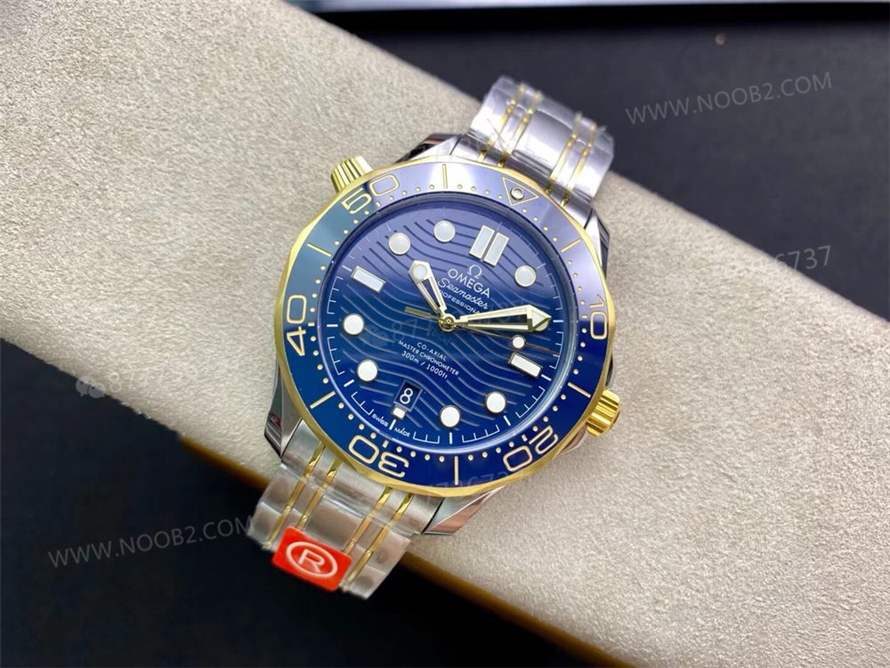 OR Factory Omega Seamaster 300 iki renkli altın-çelik mavi kadran 8800 tek parça mekanizma — 5. fotoğraf